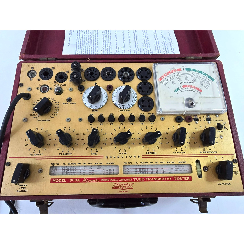 Vintage Hickok Model 800A Vacuum Tube Tester Transistor Tester PLEASE READ
